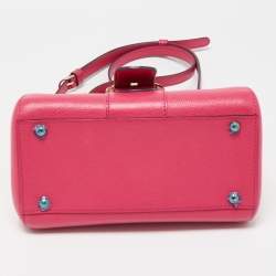 Pre Owned Delvaux Magenta Leather Mini Le Brillant Top Handle Bag