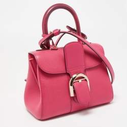 Pre Owned Delvaux Magenta Leather Mini Le Brillant Top Handle Bag
