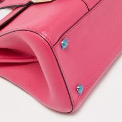 Pre Owned Delvaux Magenta Leather Mini Le Brillant Top Handle Bag