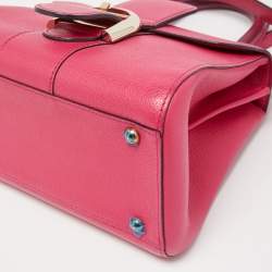 Pre Owned Delvaux Magenta Leather Mini Le Brillant Top Handle Bag