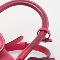 Pre Owned Delvaux Magenta Leather Mini Le Brillant Top Handle Bag