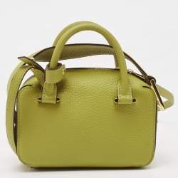 Delvaux Green Leather Nano Cool Box Shoulder Bag