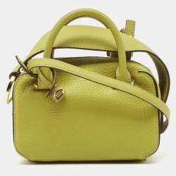 Delvaux Green Leather Nano Cool Box Shoulder Bag