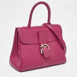 Delvaux Berry Leather Brillant Sellier MM Top Handle Bag