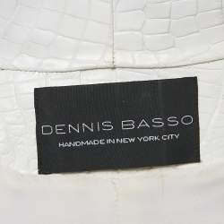 Pre Owned جاك يت قصير من الجلد الأبيض دنيس باسو بسحاب مقاس صغير