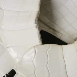 Pre Owned جاكيت قصير من الجلد الأبيض دنيس باسو بسحاب مقاس صغير