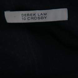 مملوكة مسبقًا  طقم بلوزة وفستان ديريك لام  10 كروسبي حرير أزرق مطبوع طبقات  M 