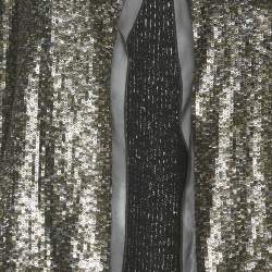 Pre Owned Derek Lam Metallic Sequin Embellished Silk Bolero M