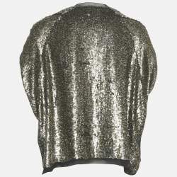 Pre Owned Derek Lam Metallic Sequin Embellished Silk Bolero M