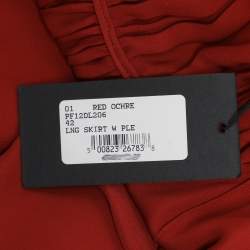 Pre Owned Derek Lam Red Ochre Silk Pleated Maxi Skirt M