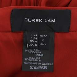 Pre Owned Derek Lam Red Ochre Silk Pleated Maxi Skirt M