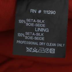 Pre Owned Derek Lam Red Ochre Silk Pleated Maxi Skirt M