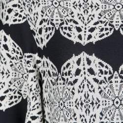 Derek Lam Monochrome Medallion Lace Pattern Jacquard Knit Midi Dress M