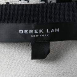 Derek Lam Monochrome Medallion Lace Pattern Jacquard Knit Midi Dress M