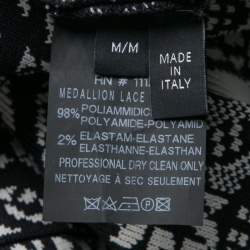 Derek Lam Monochrome Medallion Lace Pattern Jacquard Knit Midi Dress M