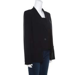 10 Crosby Derek Lam Black Crepe Faux Vest Detail Layered Blazer S