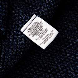 10 Crosby Derek Lam Navy Blue and Black Textured Raw Trim Detail Open Front Jacket S