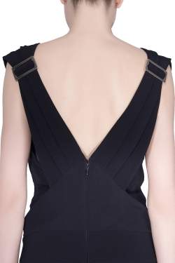 Derek Lam Black Crepe Plunge Neck Detail Jumpsuit S