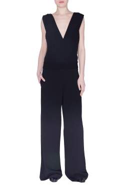 Derek Lam Black Crepe Plunge Neck Detail Jumpsuit S