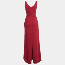 Derek Lam Burgundy Criss Cross Pleated Bodice Sleeveless Gown XS