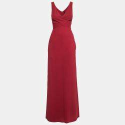 Derek Lam Burgundy Criss Cross Pleated Bodice Sleeveless Gown XS
