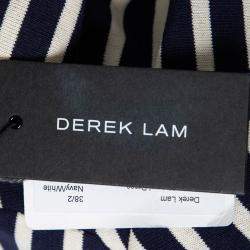 Derek Lam Navy Blue Striped Cotton Paneled Sleeveless Sheath Dress S
