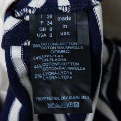 Derek Lam Navy Blue Striped Cotton Paneled Sleeveless Sheath Dress S