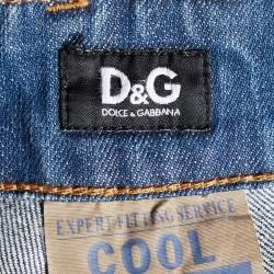 Pre Owned D&G Blue Denim Distressed Wide Leg Jeans M