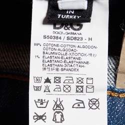 Pre Owned D&G Blue Denim Distressed Wide Leg Jeans M