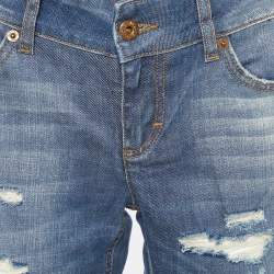 Pre Owned D&G Blue Denim Distressed Wide Leg Jeans M