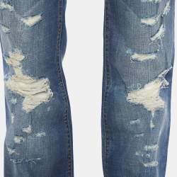 Pre Owned D&G Blue Denim Distressed Wide Leg Jeans M