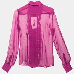 D&G Purple Silk Chiffon Ruffled Shirt S