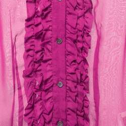 D&G Purple Silk Chiffon Ruffled Shirt S