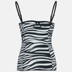D&G Underwear Black Zebra Print Stretch Knit Bustier Corset Top M