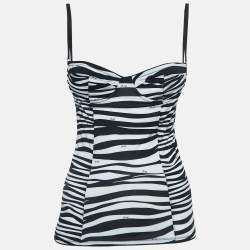 D&G Underwear Black Zebra Print Stretch Knit Bustier Corset Top M