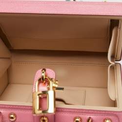 Pre Owned Dolce & Gabbana Pink Floral Crystal Embellished Leather Dolce Box Bag