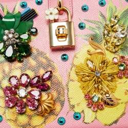 Pre Owned Dolce & Gabbana Pink Floral Crystal Embellished Leather Dolce Box Bag