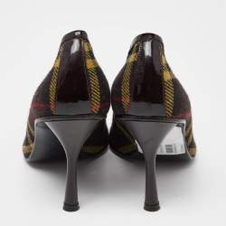 D&G Brown Plaid Wool and Patent Leather Pointed Toe Pumps Size 37.5