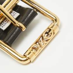D&G Black Leather Logo Buckle Belt 85cm