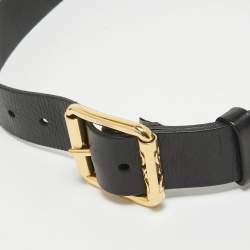 D&G Black Leather Logo Buckle Belt 85cm
