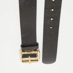 D&G Black Leather Logo Buckle Belt 85cm
