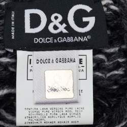 D&G Grey/White Wool & Mohair Knit Fringed Muffler