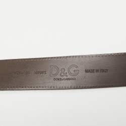 D&G Brown Leather DG Logo Buckle Belt 80CM