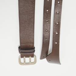 D&G Brown Leather DG Logo Buckle Belt 80CM