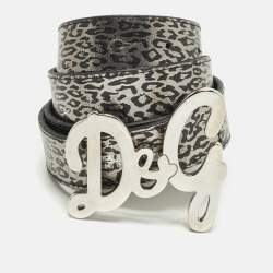 Pre Owned D&G Logo 80 CM Buckle Belt Black /Brown Patent Leather