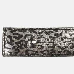 Pre Owned D&G Logo 80 CM Buckle Belt Black /Brown Patent Leather