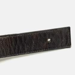 Pre Owned D&G Logo 80 CM Buckle Belt Black /Brown Patent Leather