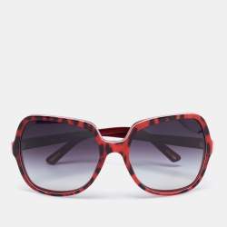 Pre Owned Dolce & Gabbana Red/Black DG 4098 Oversized Sunglasses