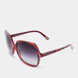 Pre Owned Dolce & Gabbana Red/Black DG 4098 Oversized Sunglasses