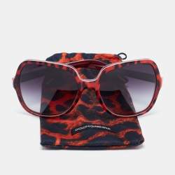 Pre Owned Dolce & Gabbana Red/Black DG 4098 Oversized Sunglasses